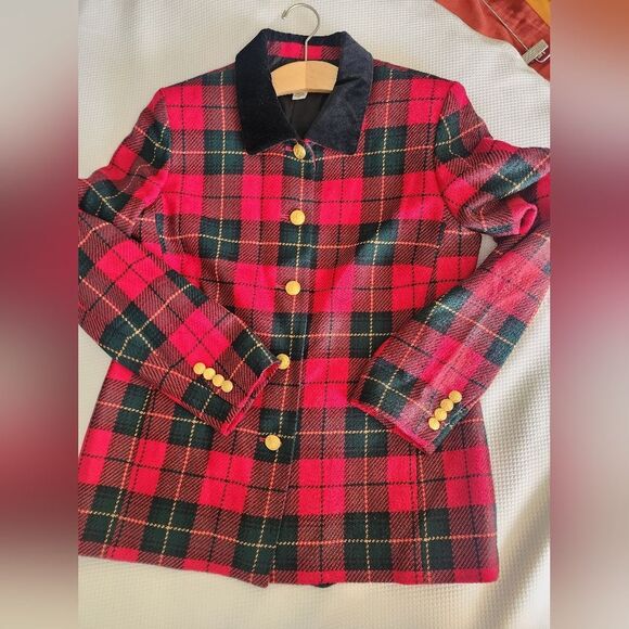 Talbots Plaid Tartan Red and Black Women's Jacket - Picture 9 of 11
